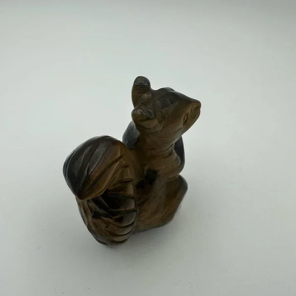 Hand Carved Tiger Eye Squirrel Carving - Picture 4 of 9